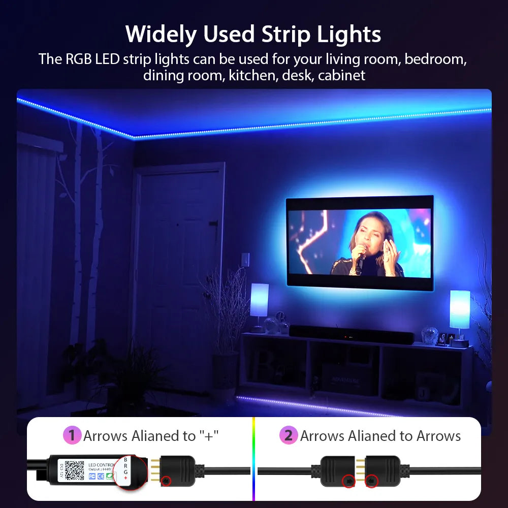 Led Strip RGB Lighting Music Sync, Color Changing for Party Home