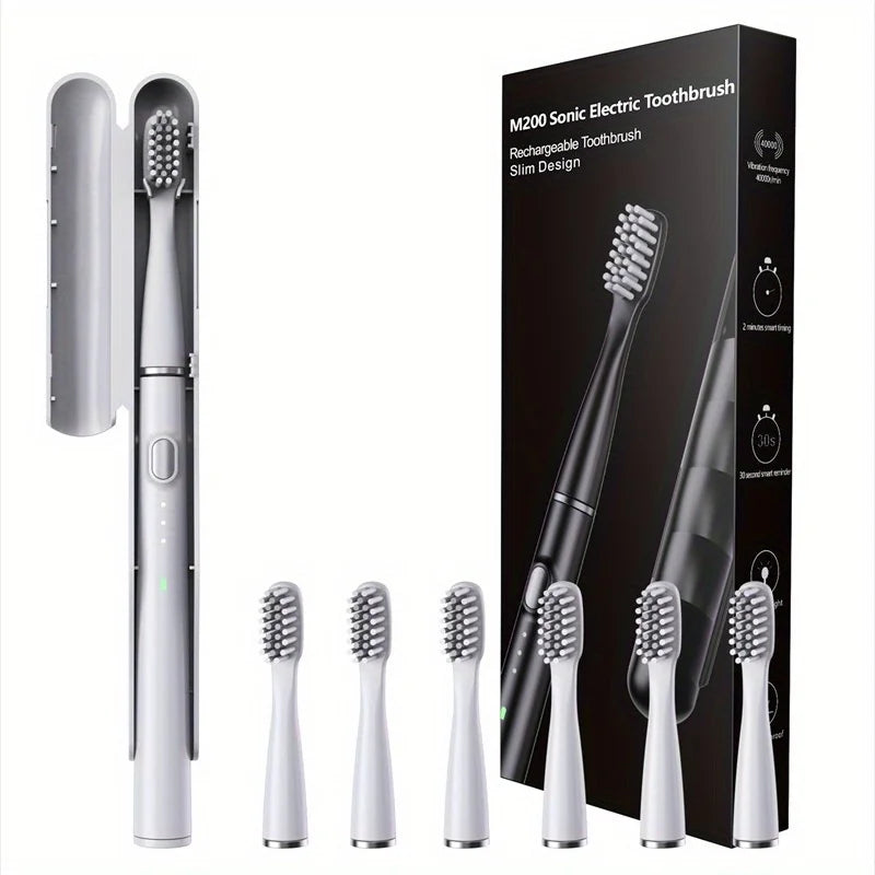 Automatic Electric Travel Toothbrush with 6 Replaceable Brush Heads