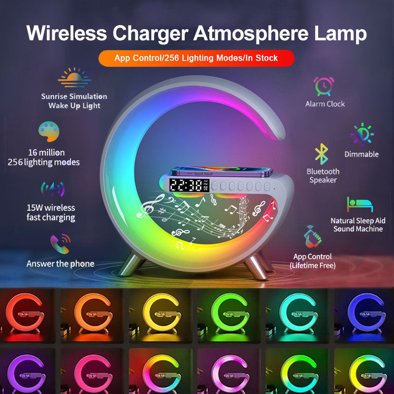 G Shaped LED Lamp Bluetooth Speake Wireless Charger