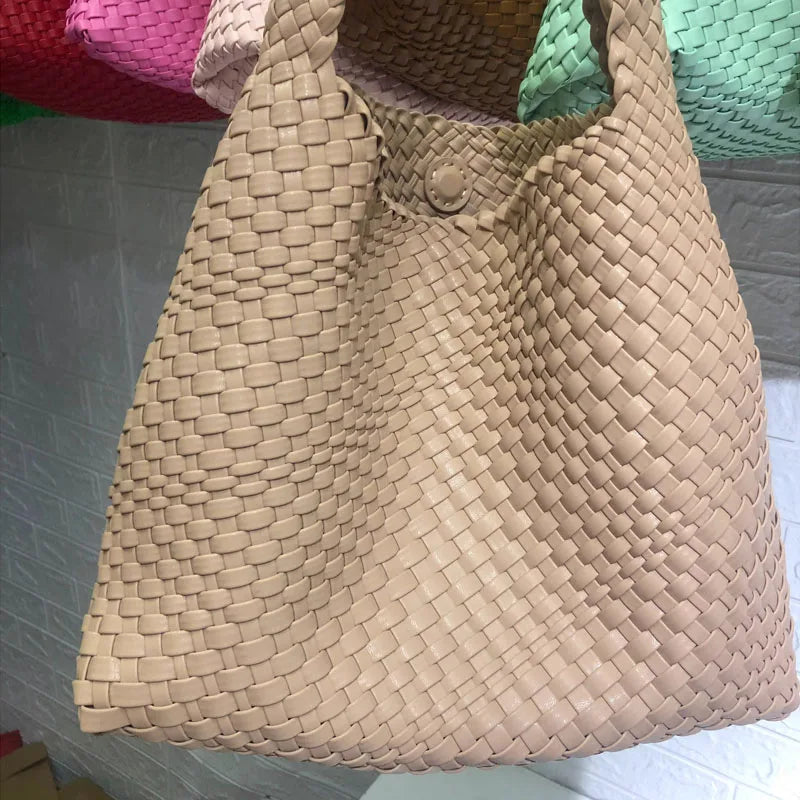 23 Colors Woven vegan leather Bag Large Capacity