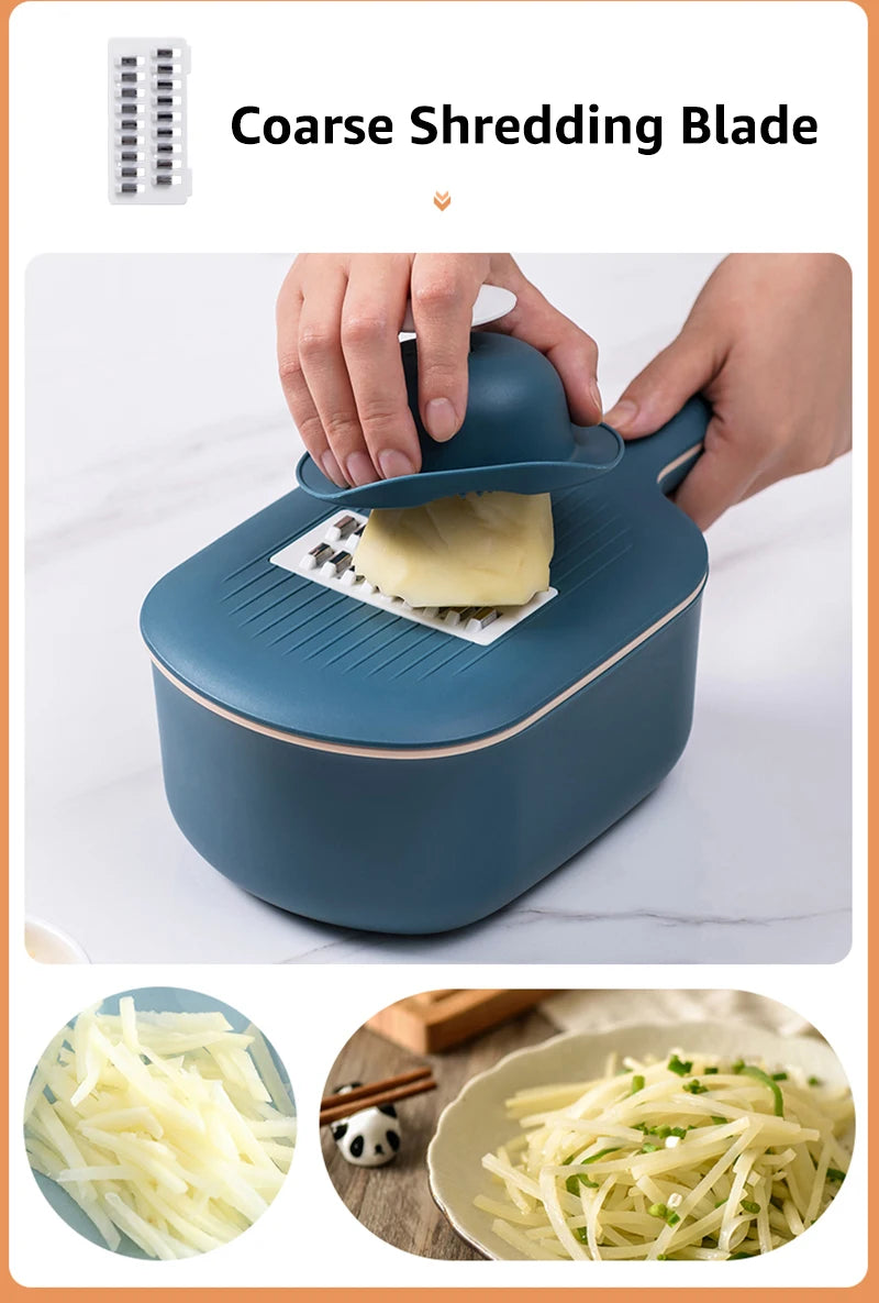 Multi-function Potato Carrot Cucumber Mandoline Slicer Cutter Grater Shredders with Strainer / Kitchen Fruit and Vegetable Tools