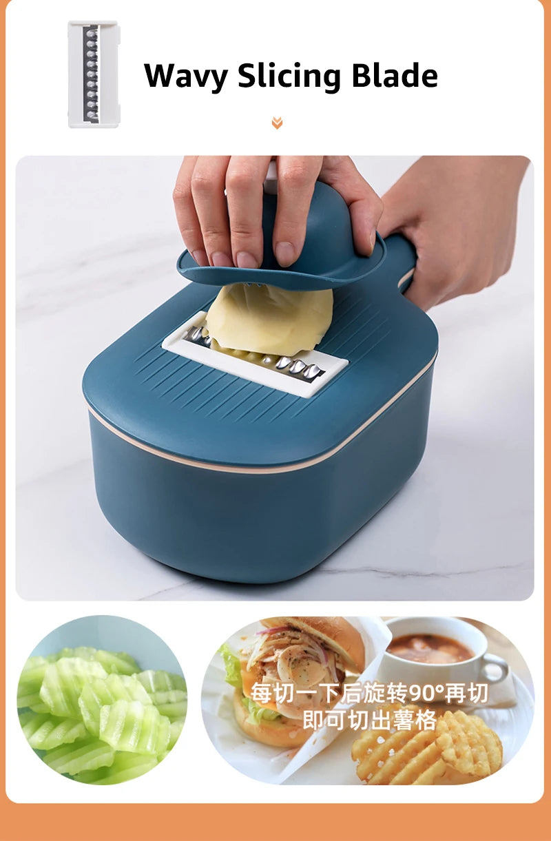 Multi-function Potato Carrot Cucumber Mandoline Slicer Cutter Grater Shredders with Strainer / Kitchen Fruit and Vegetable Tools