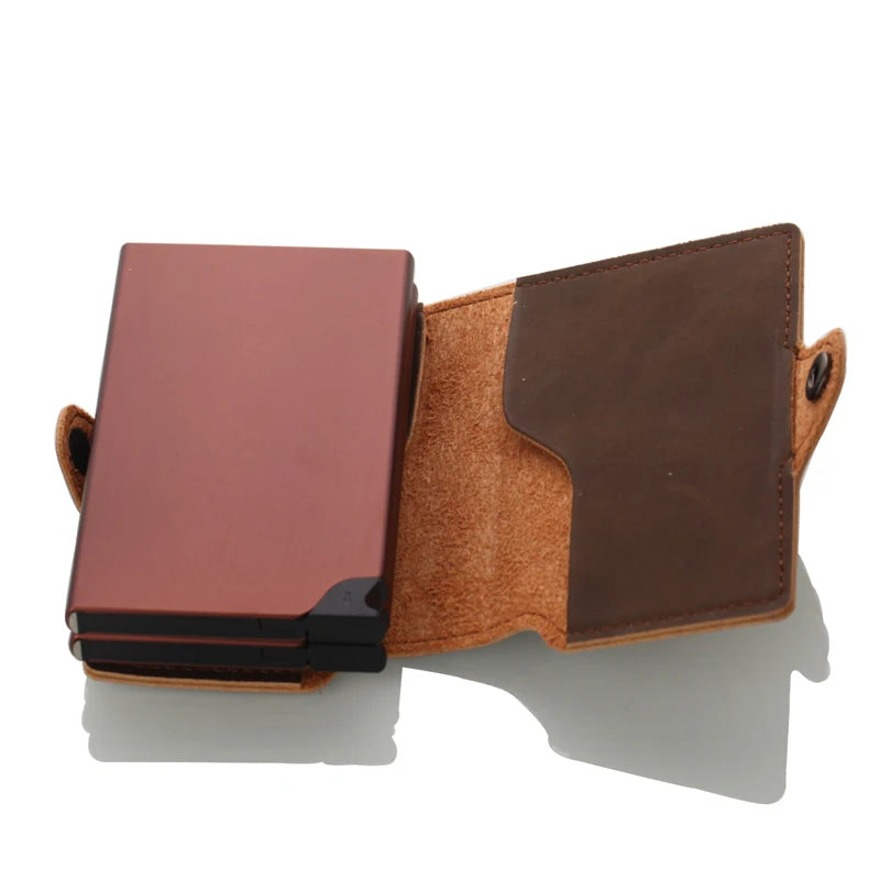 Double Aluminum Credit Card Holder with Automatic Pop-Up - Vegan