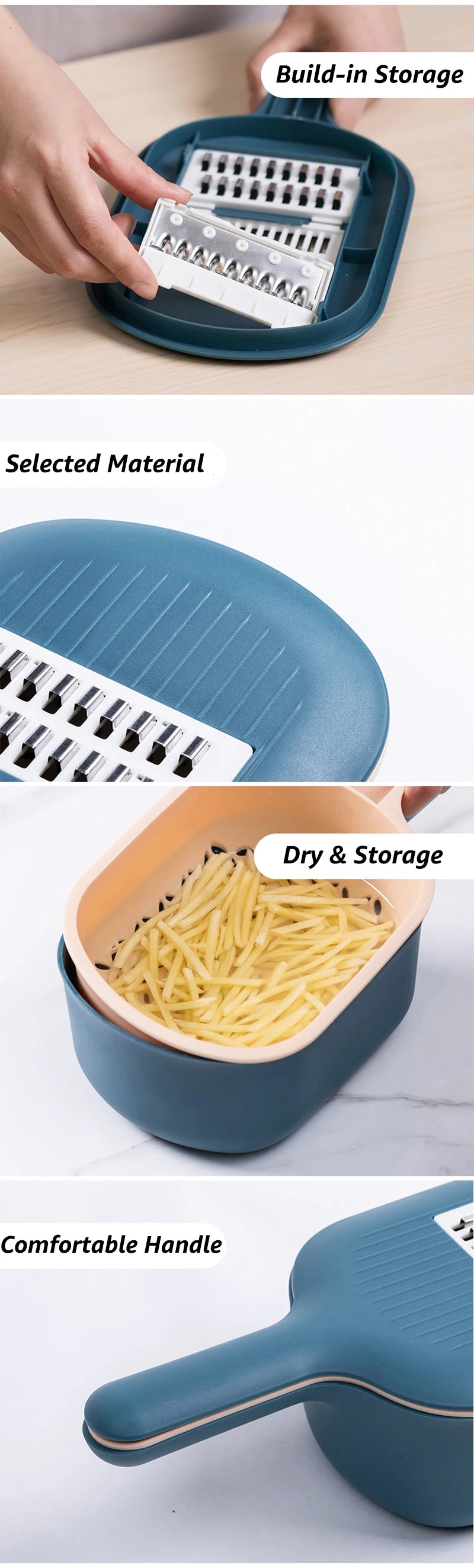 Multi-function Potato Carrot Cucumber Mandoline Slicer Cutter Grater Shredders with Strainer / Kitchen Fruit and Vegetable Tools