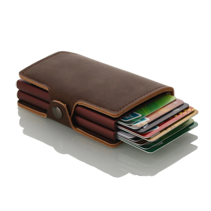 Double Aluminum Credit Card Holder with Automatic Pop-Up - Vegan