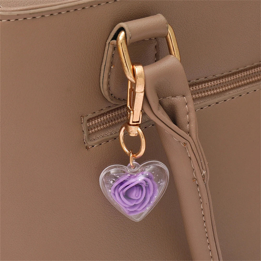 Cute Rose Keychain Love Heart