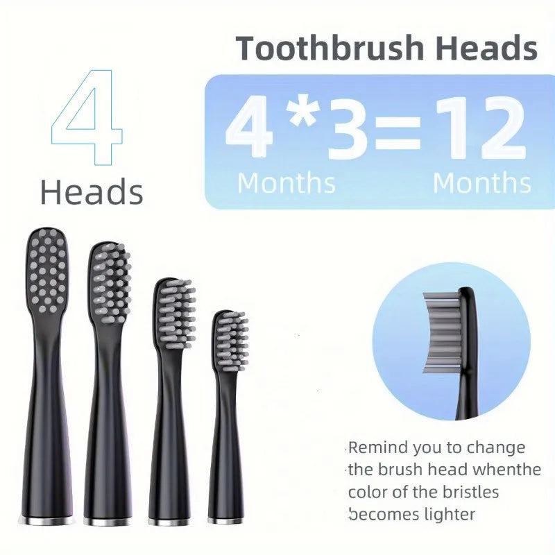Automatic Electric Travel Toothbrush with 6 Replaceable Brush Heads