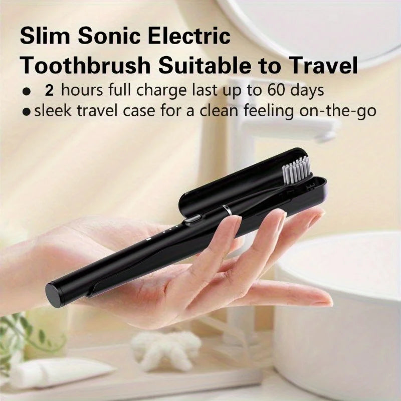 Automatic Electric Travel Toothbrush with 6 Replaceable Brush Heads