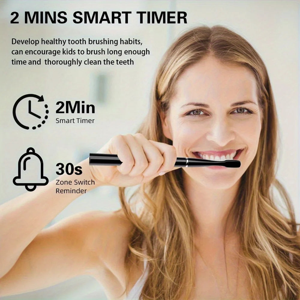 Automatic Electric Travel Toothbrush with 6 Replaceable Brush Heads