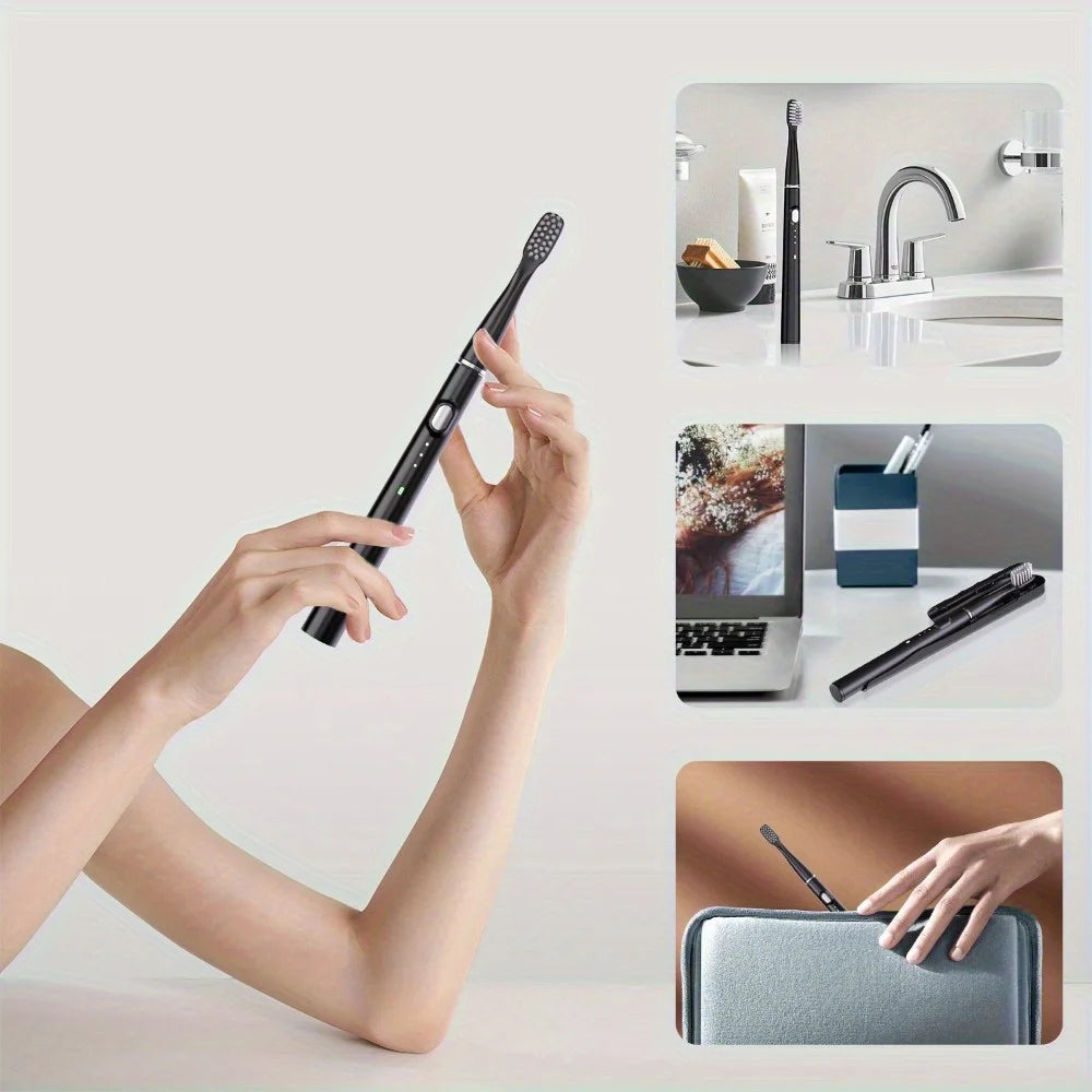 Automatic Electric Travel Toothbrush with 6 Replaceable Brush Heads