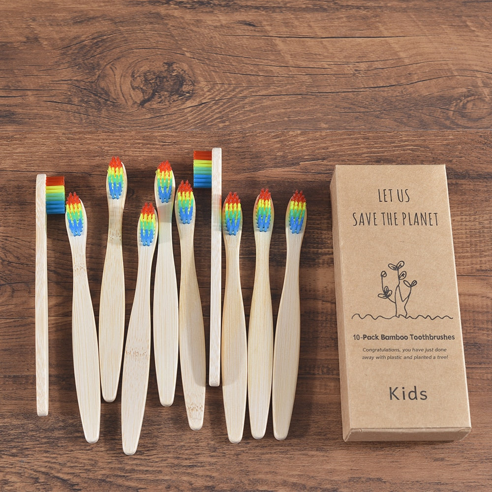 10 pieces Children Colorful Bamboo Toothbrush