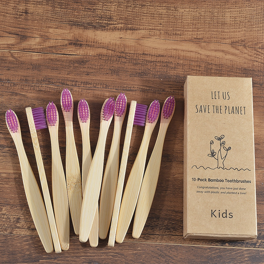 10 pieces Children Colorful Bamboo Toothbrush