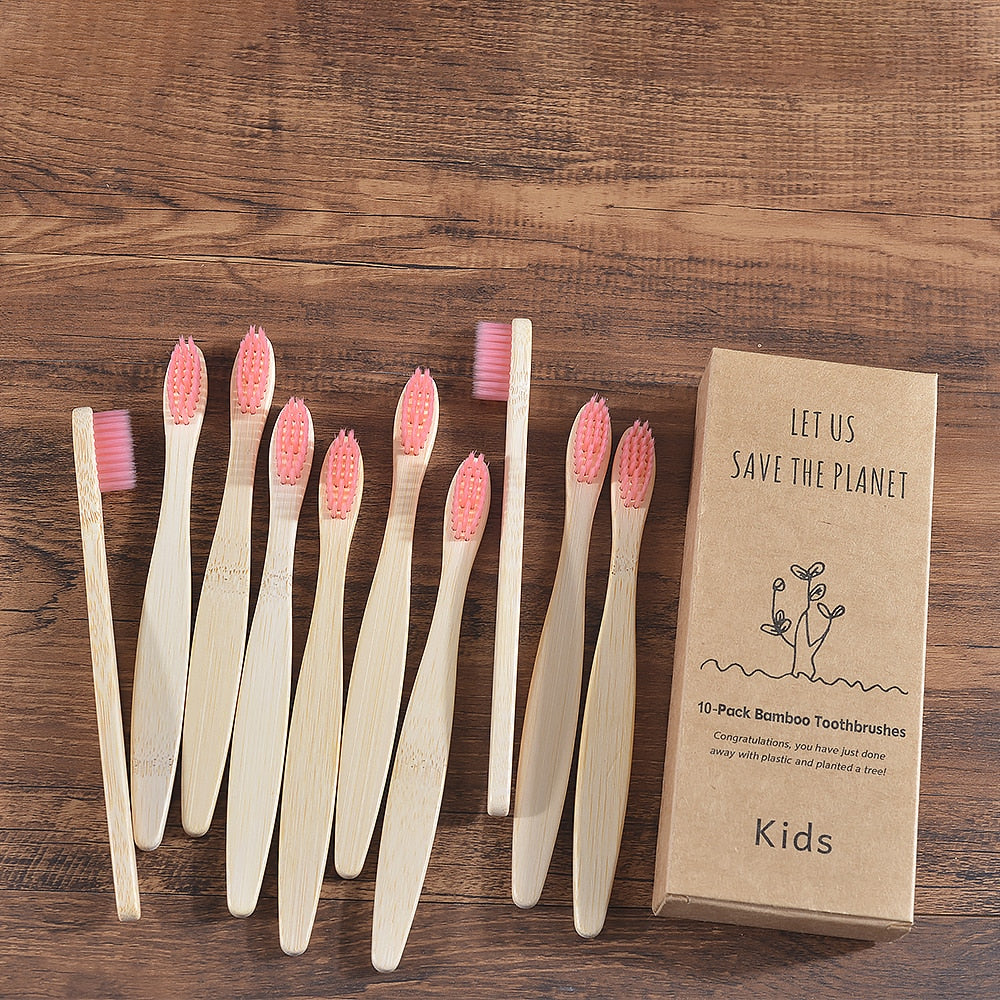 10 pieces Children Colorful Bamboo Toothbrush