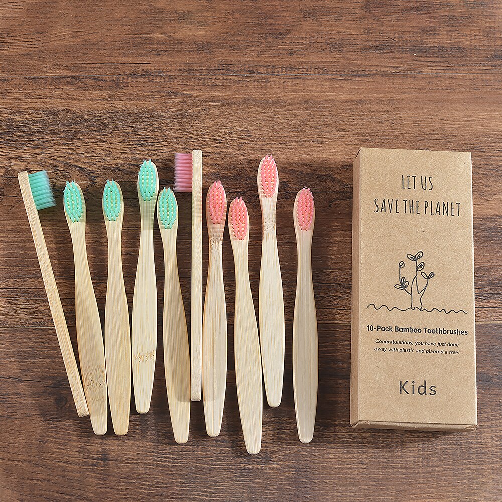 10 pieces Children Colorful Bamboo Toothbrush