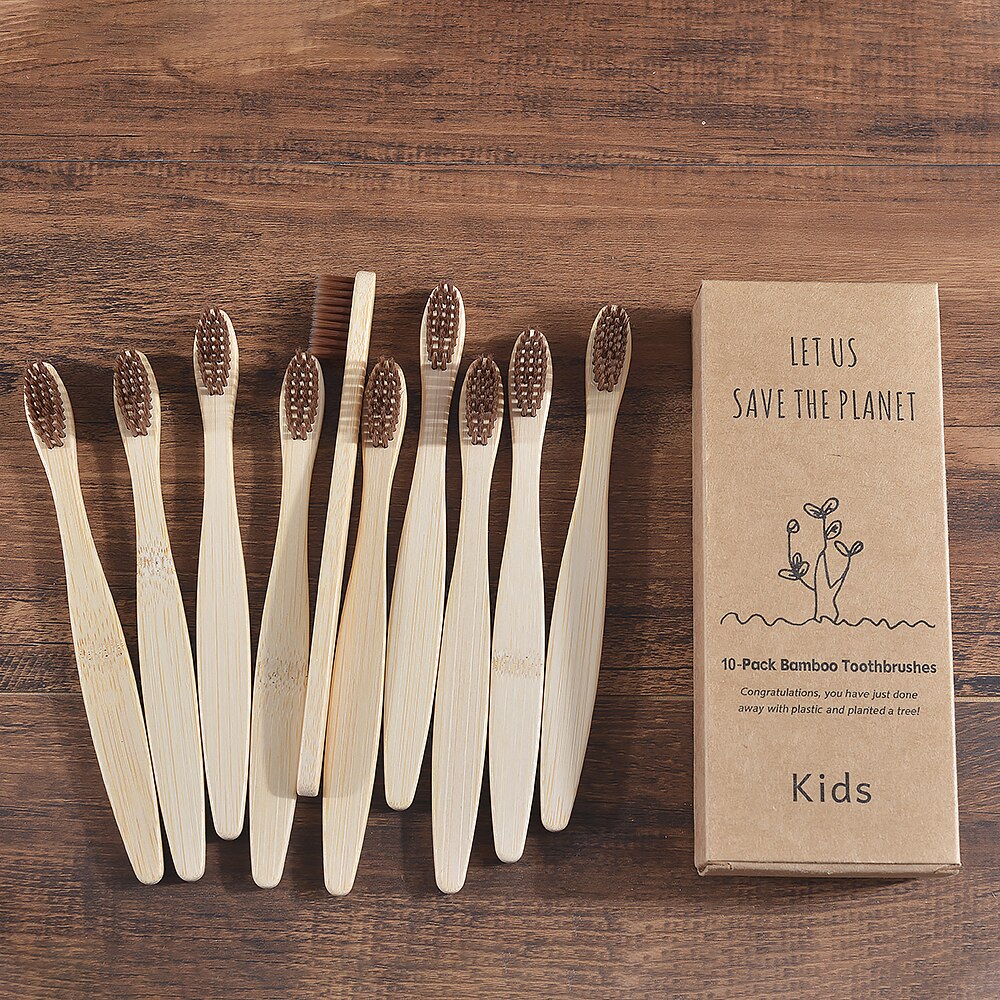 10 pieces Children Colorful Bamboo Toothbrush