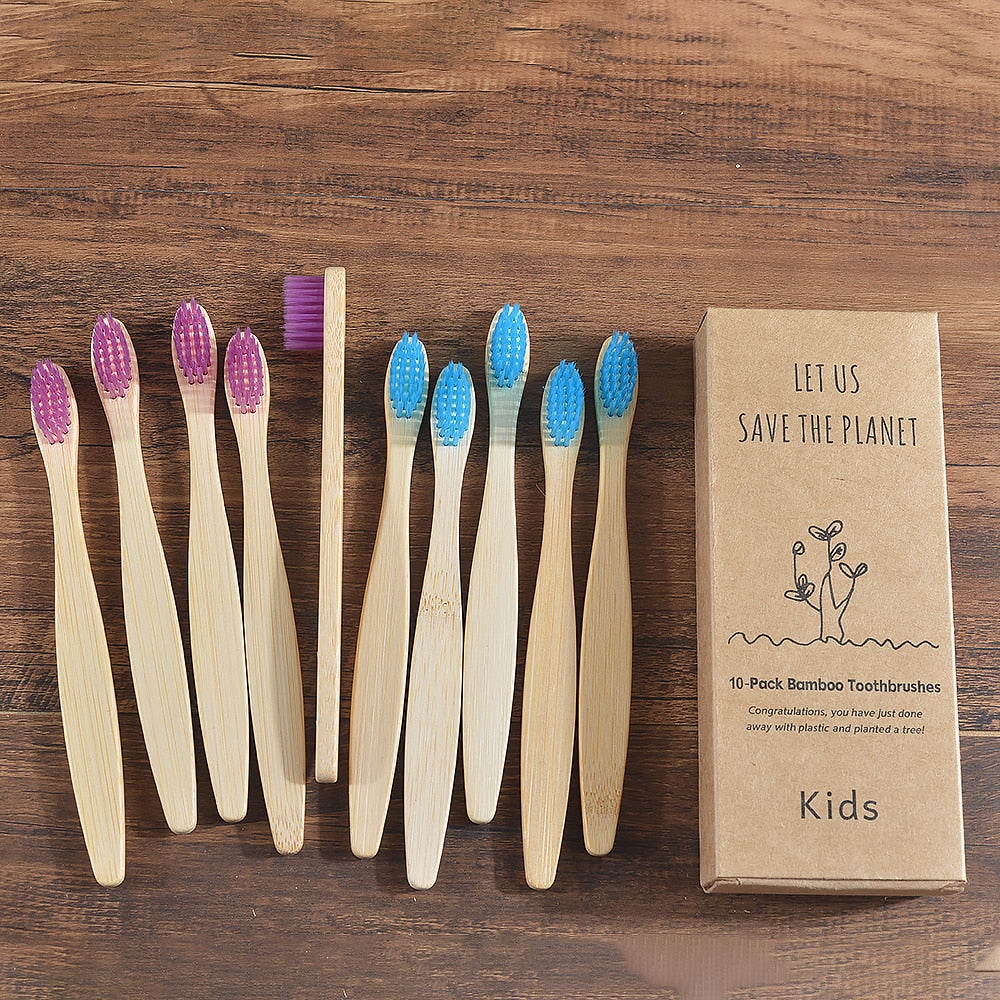 10 pieces Children Colorful Bamboo Toothbrush