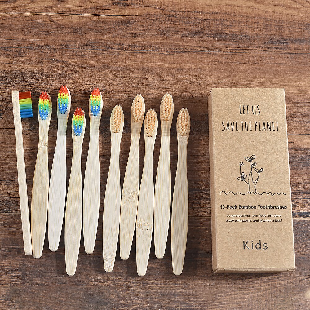 10 pieces Children Colorful Bamboo Toothbrush