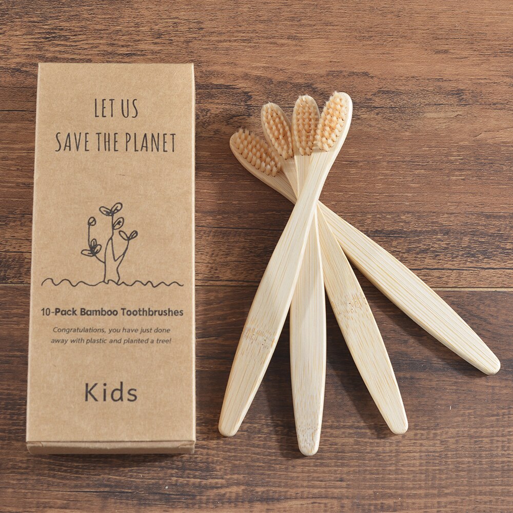 10 pieces Children Colorful Bamboo Toothbrush