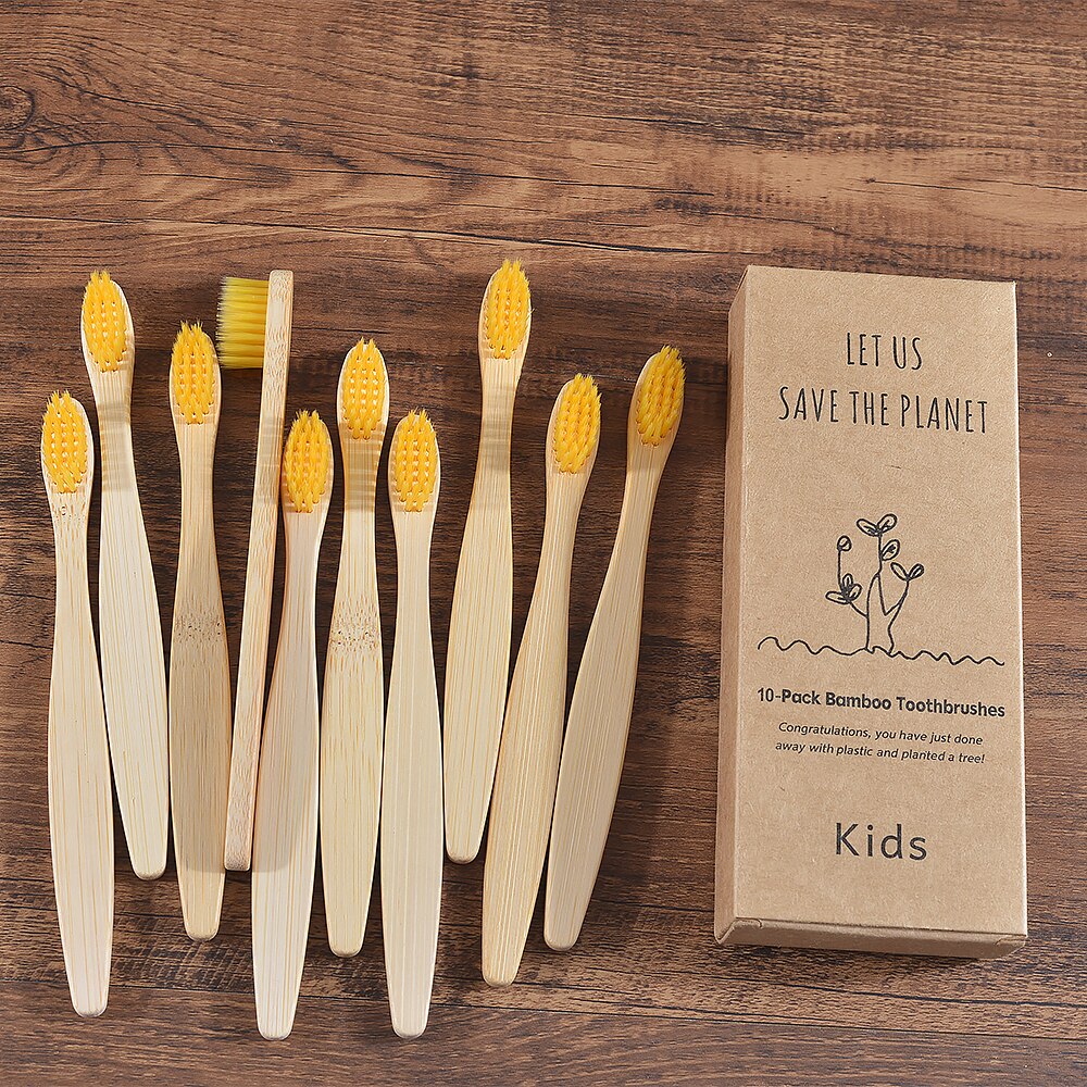 10 pieces Children Colorful Bamboo Toothbrush