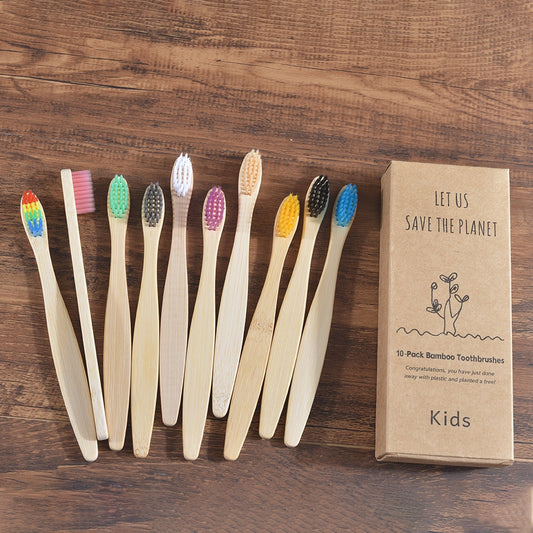 10 pieces Children Colorful Bamboo Toothbrush